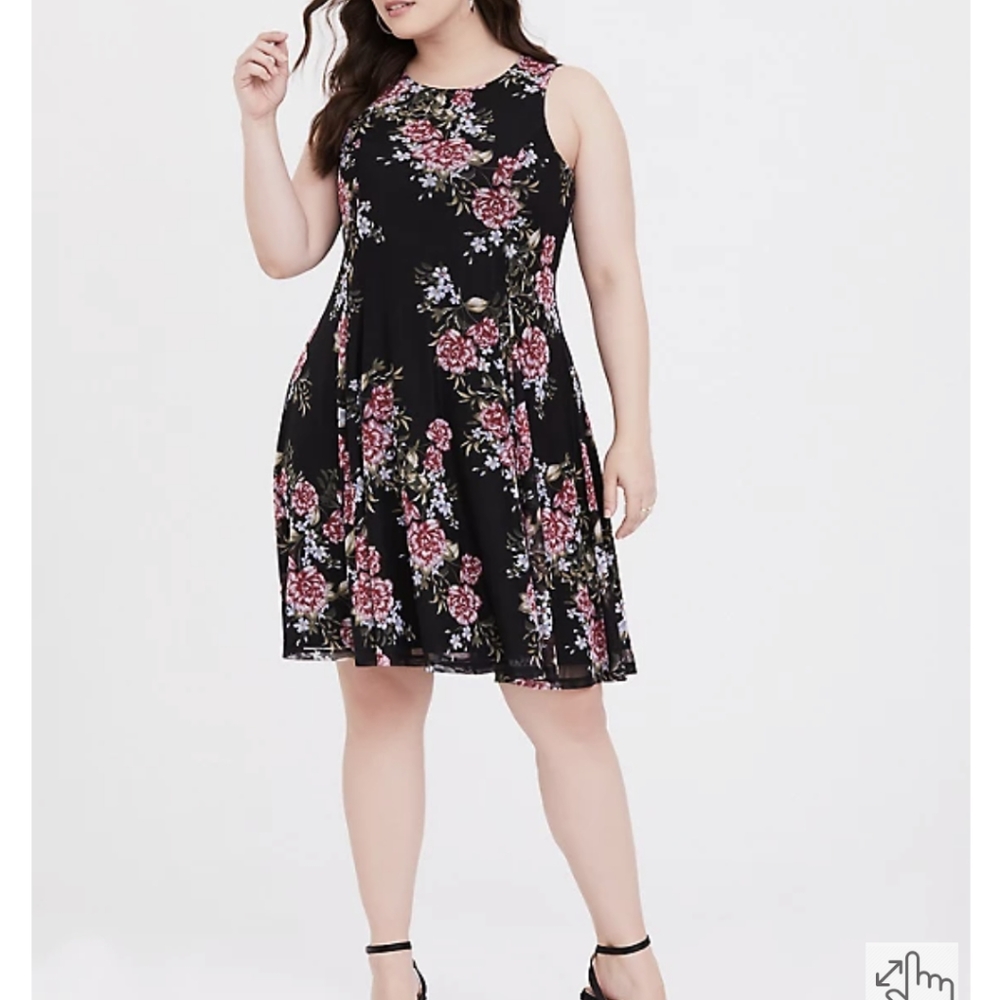 Black Floral Torrid Trapeze Dress